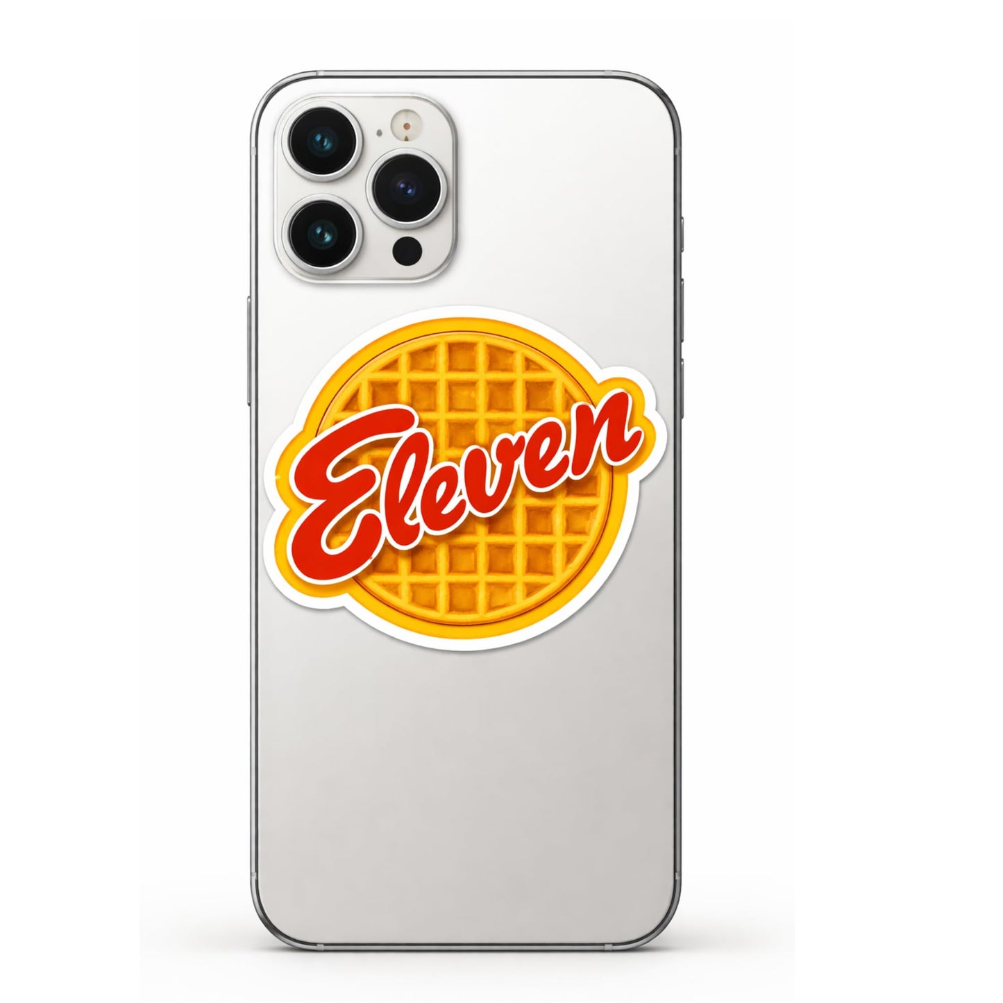 Eleven Waffle Style Stickers, 3 Inch Waterproof Vinyl Die Cut Decals, 3 Pack for Phone Laptop Water Bottle