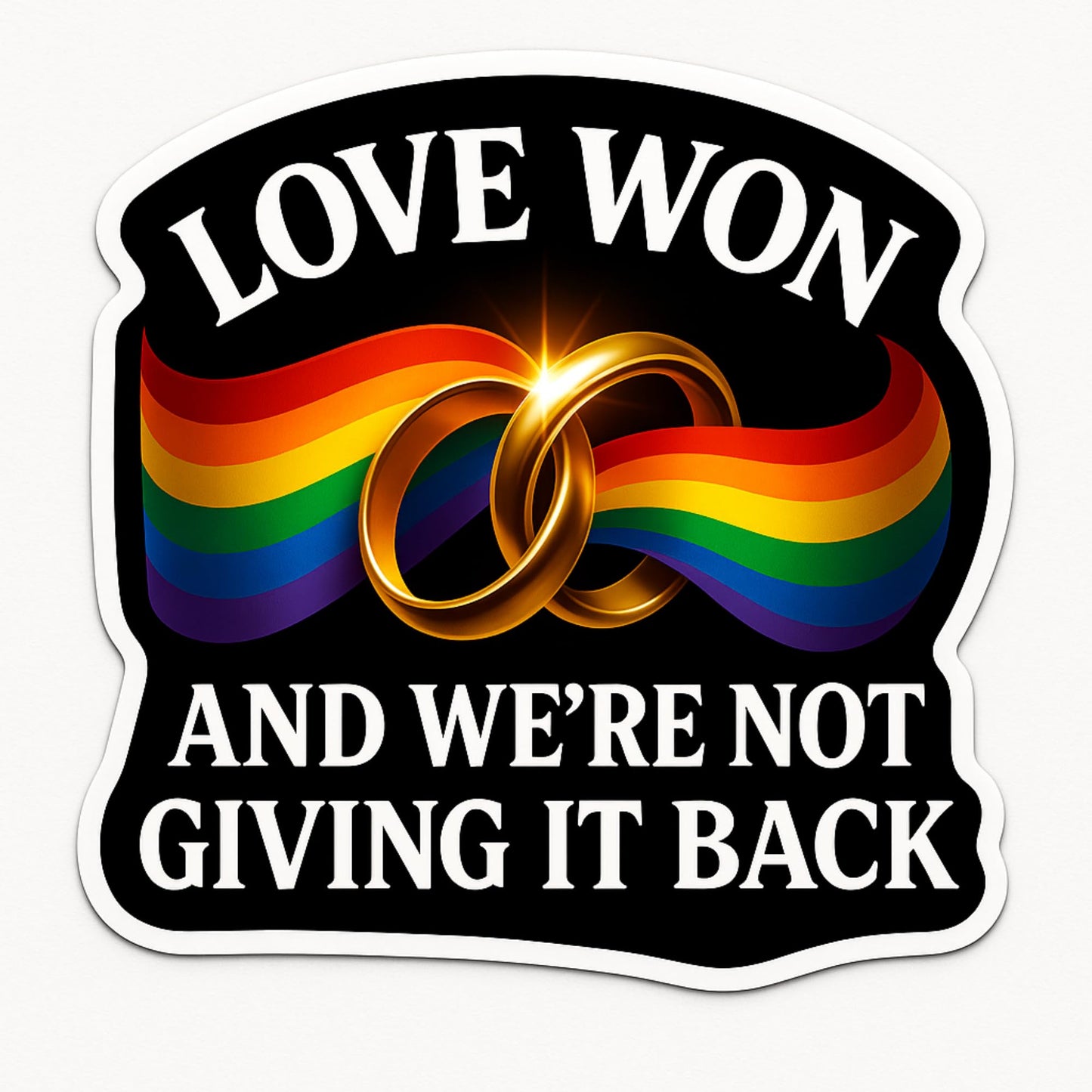 Love Won Sticker – Marriage Equality Pride Sticker – LGBTQ Rainbow Decal – “Love Won and WE’RE NOT Giving IT Back” – 5-Inch Gloss Vinyl – UV Protected Car Bumper Sticker, Laptop, or Tumbler