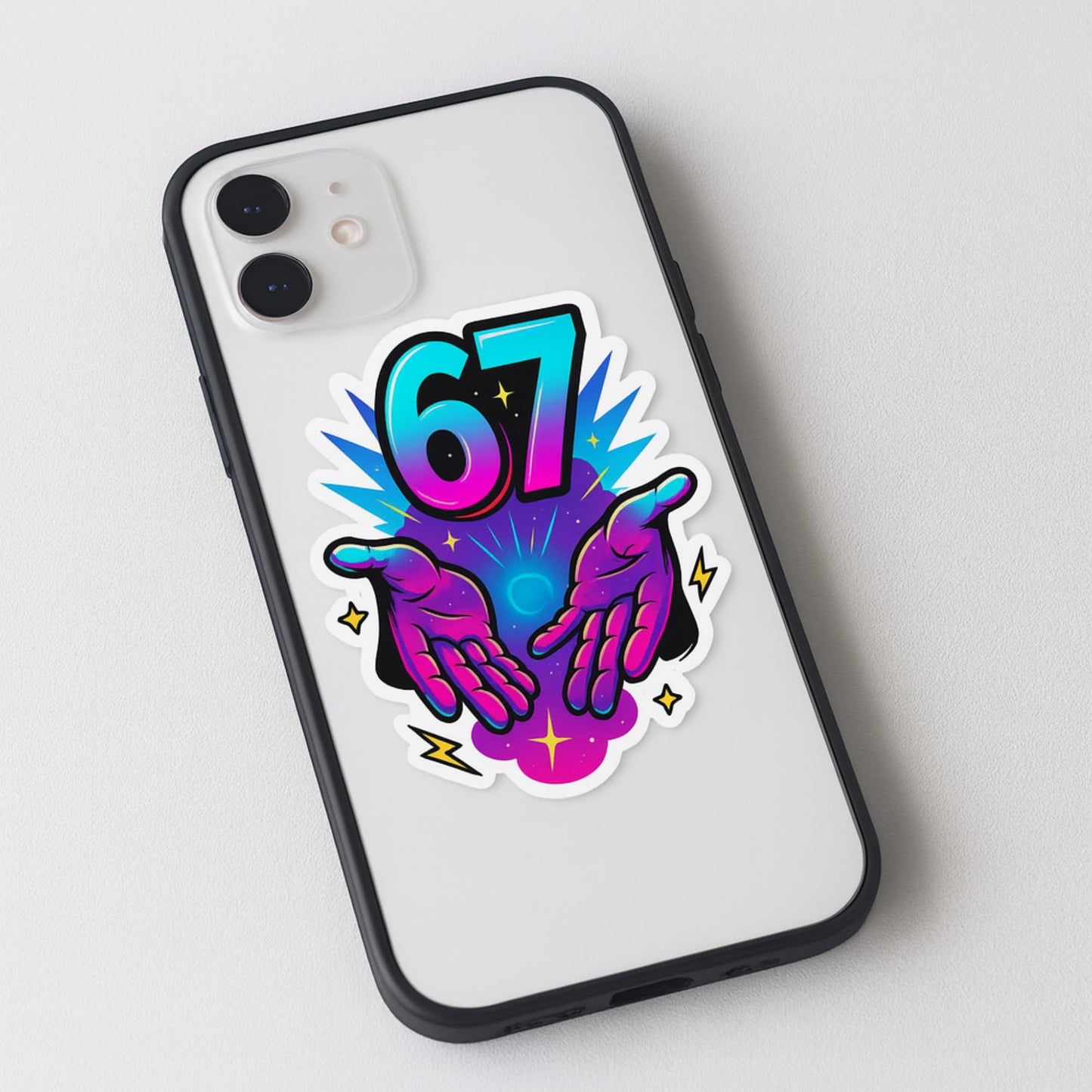67 Hands Sticker Pack 3 Inch Cosmic Neon Art Decal Set for Water Bottles Laptops Car Windows Skateboards and More