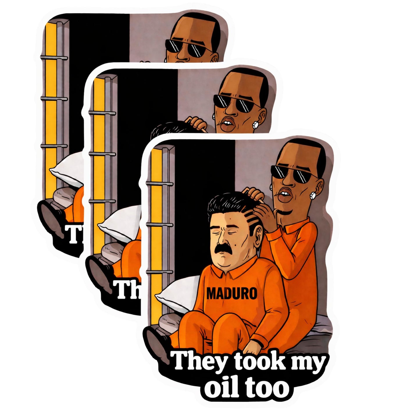 They Took My Oil Too Political Satire Sticker, 3 Inch Vinyl Waterproof Decal, 3 Pack