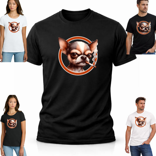 Funny Smoking Chihuahua Shirt Angry Chihuahua Graphic Tee Dog Humor T Shirt Funny Dog Shirt Meme Chihuahua Shirt Men Women Black
