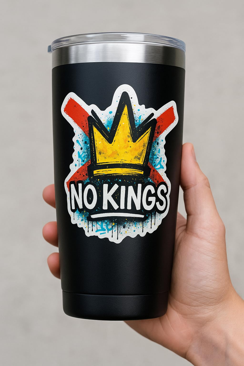 No Kings Sticker, 5 Inch Vinyl Decal, Crown Design, Weather and UV-Resistant