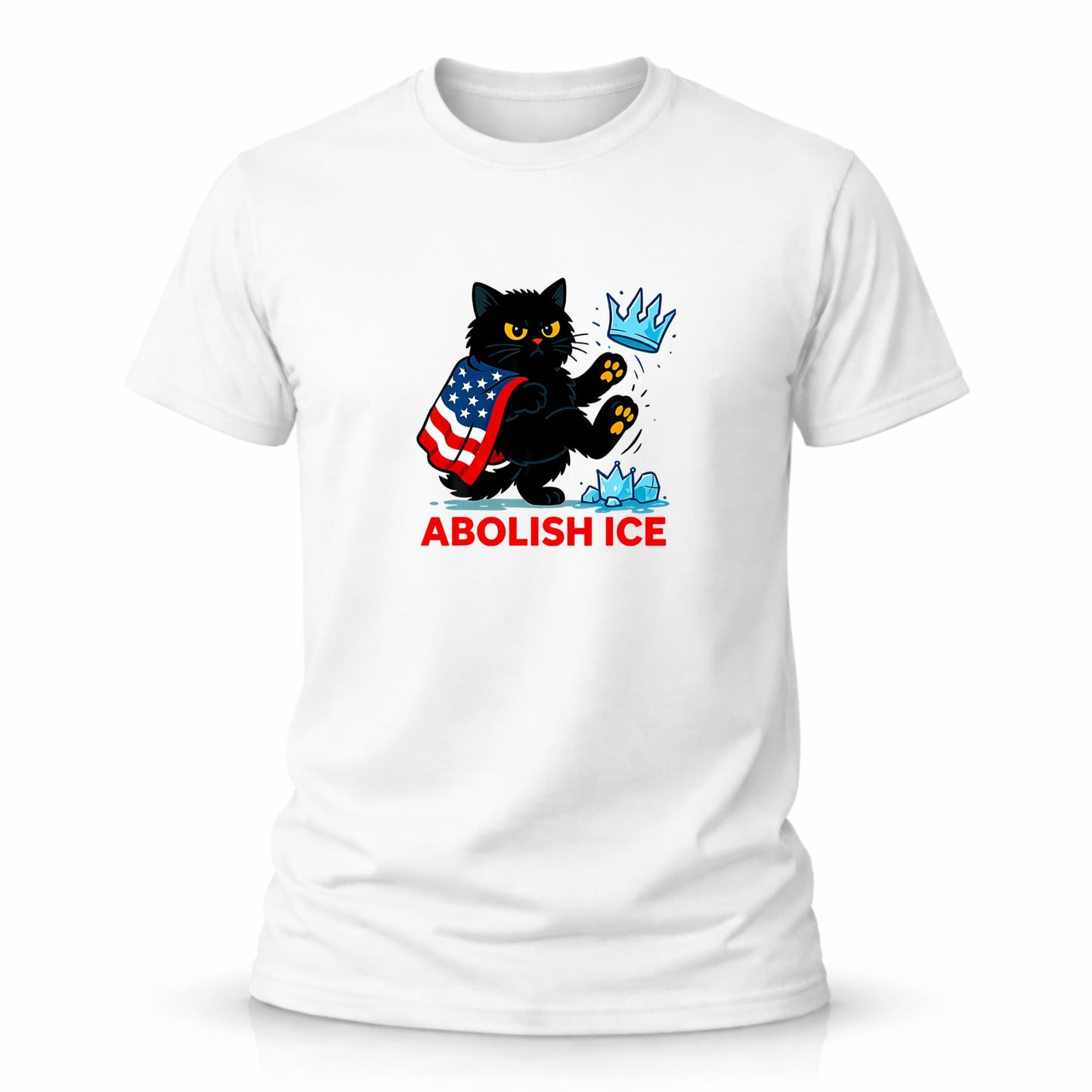 Anti ICE Shirt Abolish ICE Cat Graphic Tee Protest Streetwear Political Statement Shirt for Men or Women White