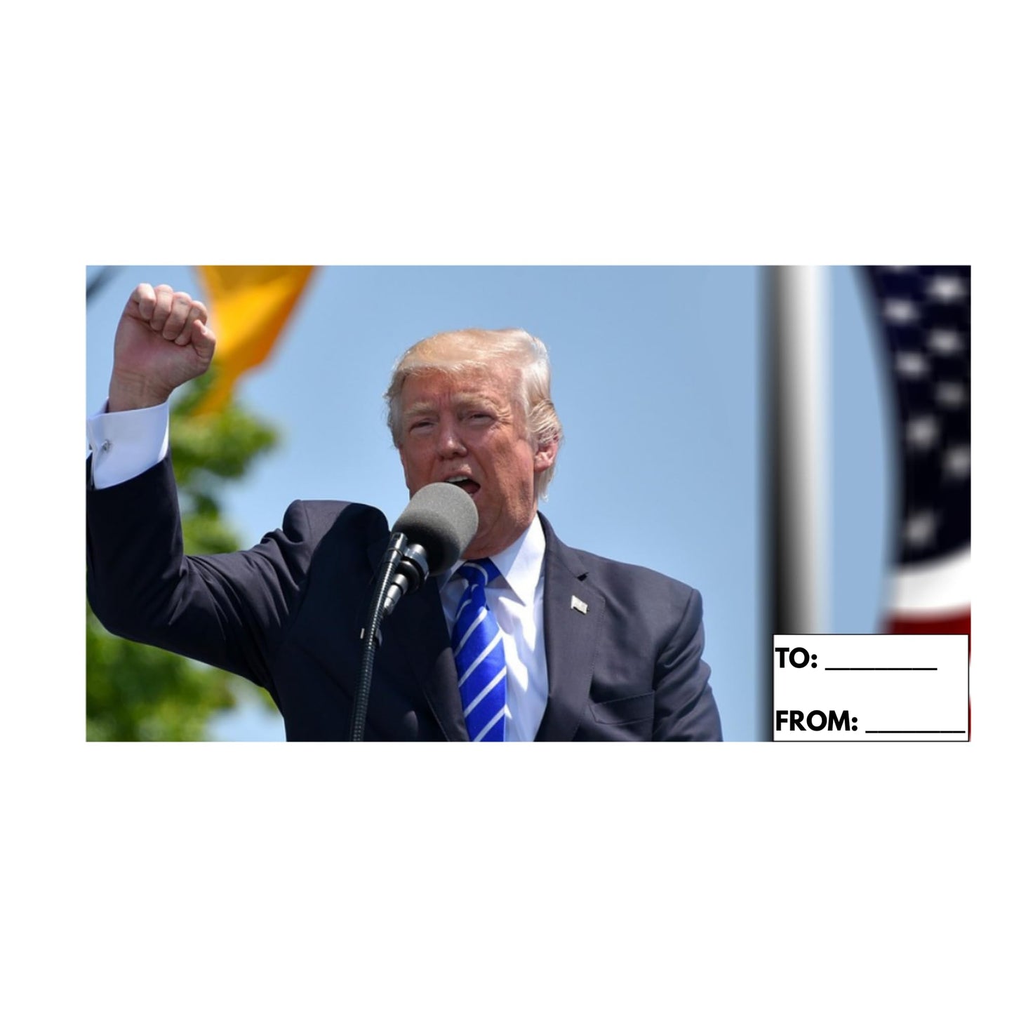 3 Sets of 6 (18 Tags) Trump Christmas Gift Tag Stickers – 3x2 Inch Writable Vinyl – to/from Holiday Stickers