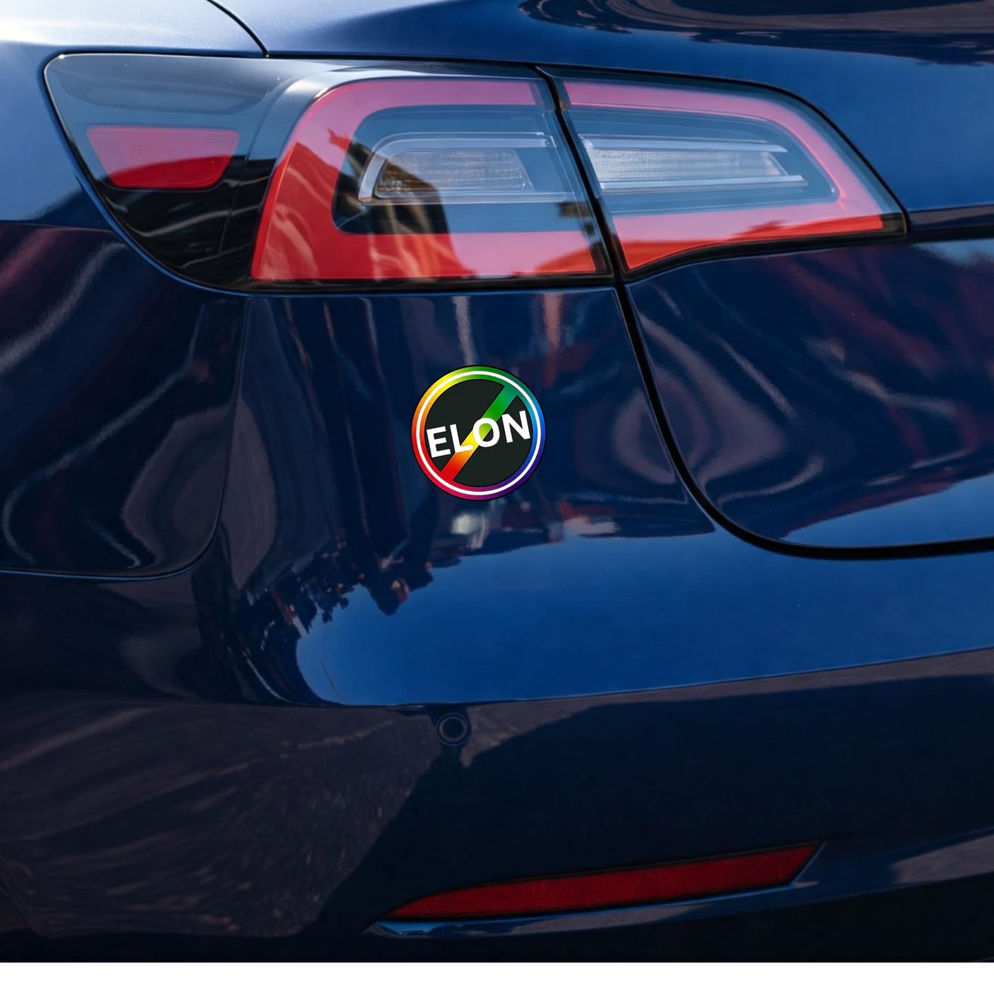 Rainbow Pride No Elon Car Decal, Protest Sticker, Tesla Owner Humor, Anti Elon