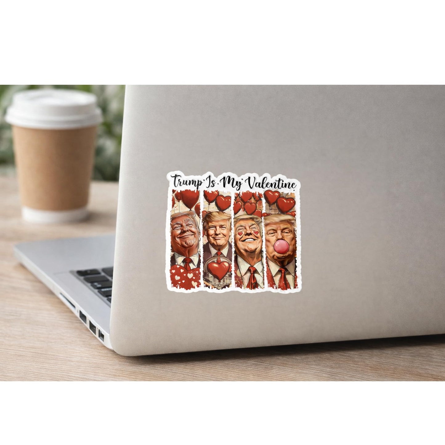Trump is My Valentine Political Sticker, 5 Inch Premium Vinyl Decal, Red Hearts Design, Conservative Humor Theme, Removable Adhesive