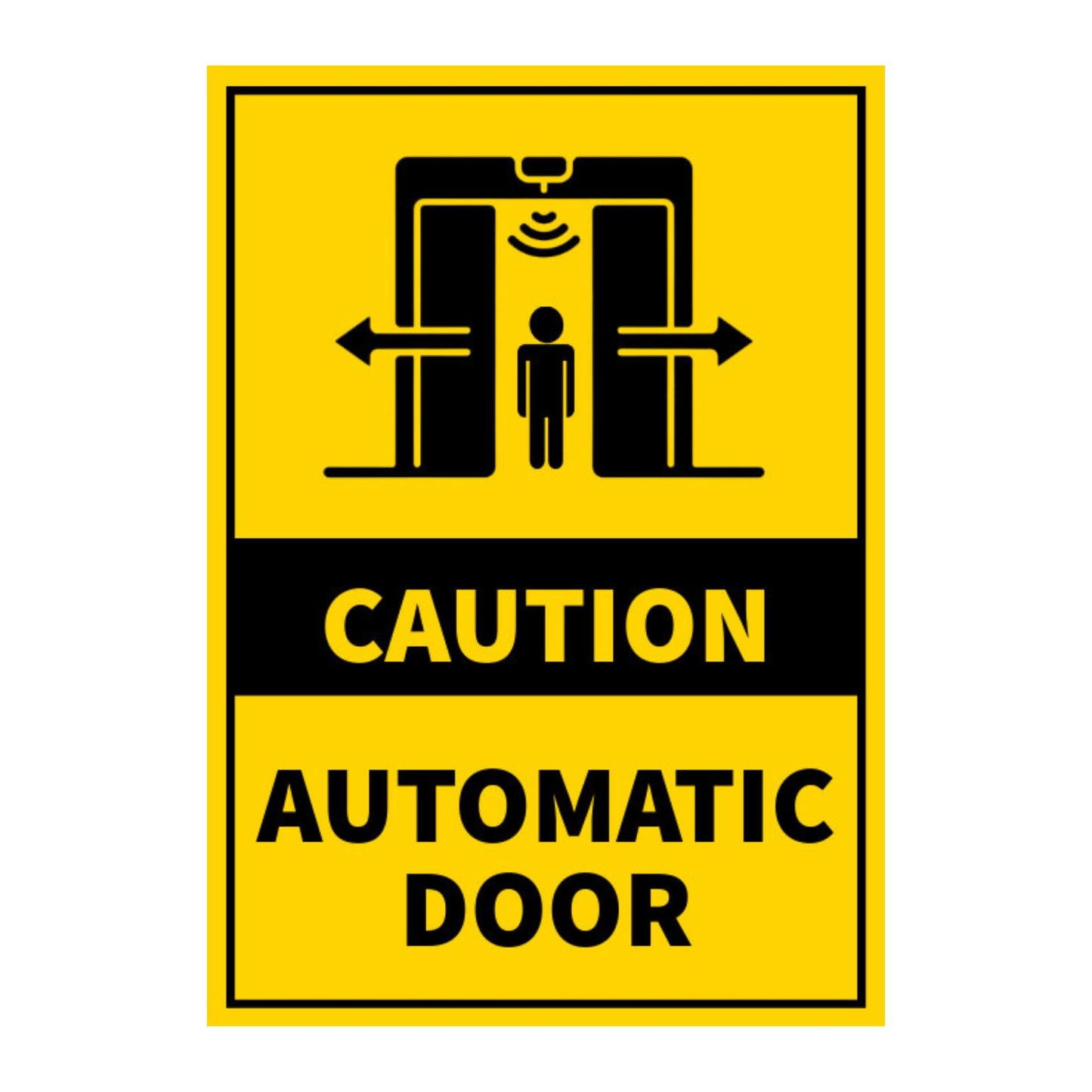 Caution Automatic Door Safety Warning Signs, 3 Pack, Self-Adhesive Stickers - 7 x 5 Inches