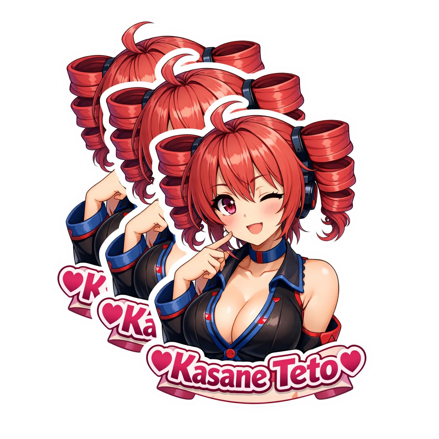 Kasane Teto Sticker Set 3 Inch 3 Pack Anime Character Vinyl Decals Cute Aesthetic Collection