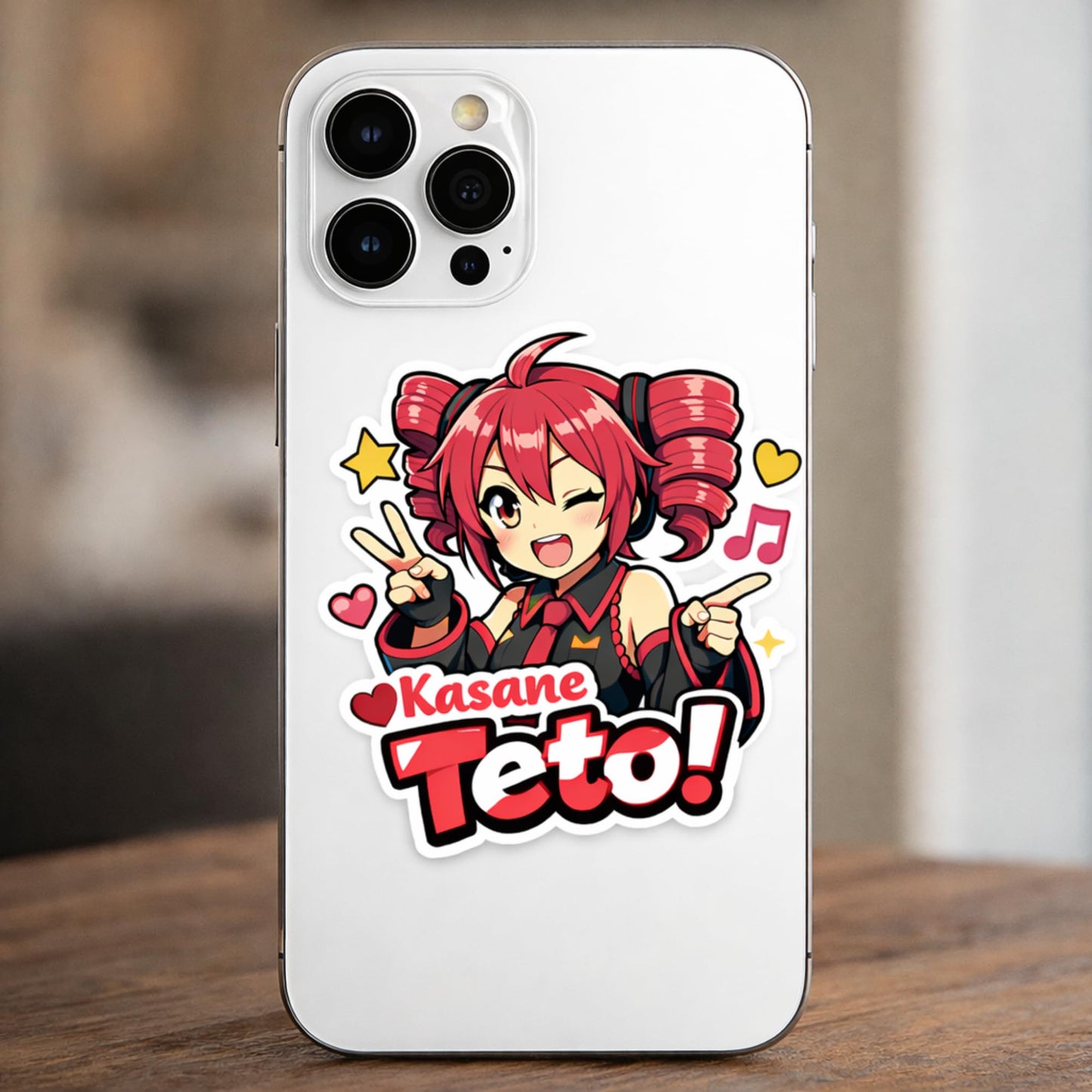 Kasane Teto Cute Anime Style Sticker 3 Inch (3 Pack) Vinyl Decal Red Twin Drills