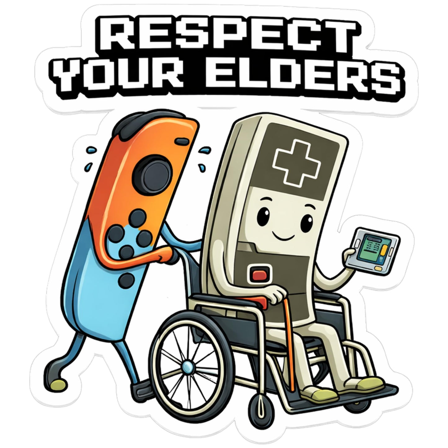 Respect Your Elders Gaming Sticker Pack, 3 Inch Retro Gaming Humor Vinyl Decals, 3 Pack