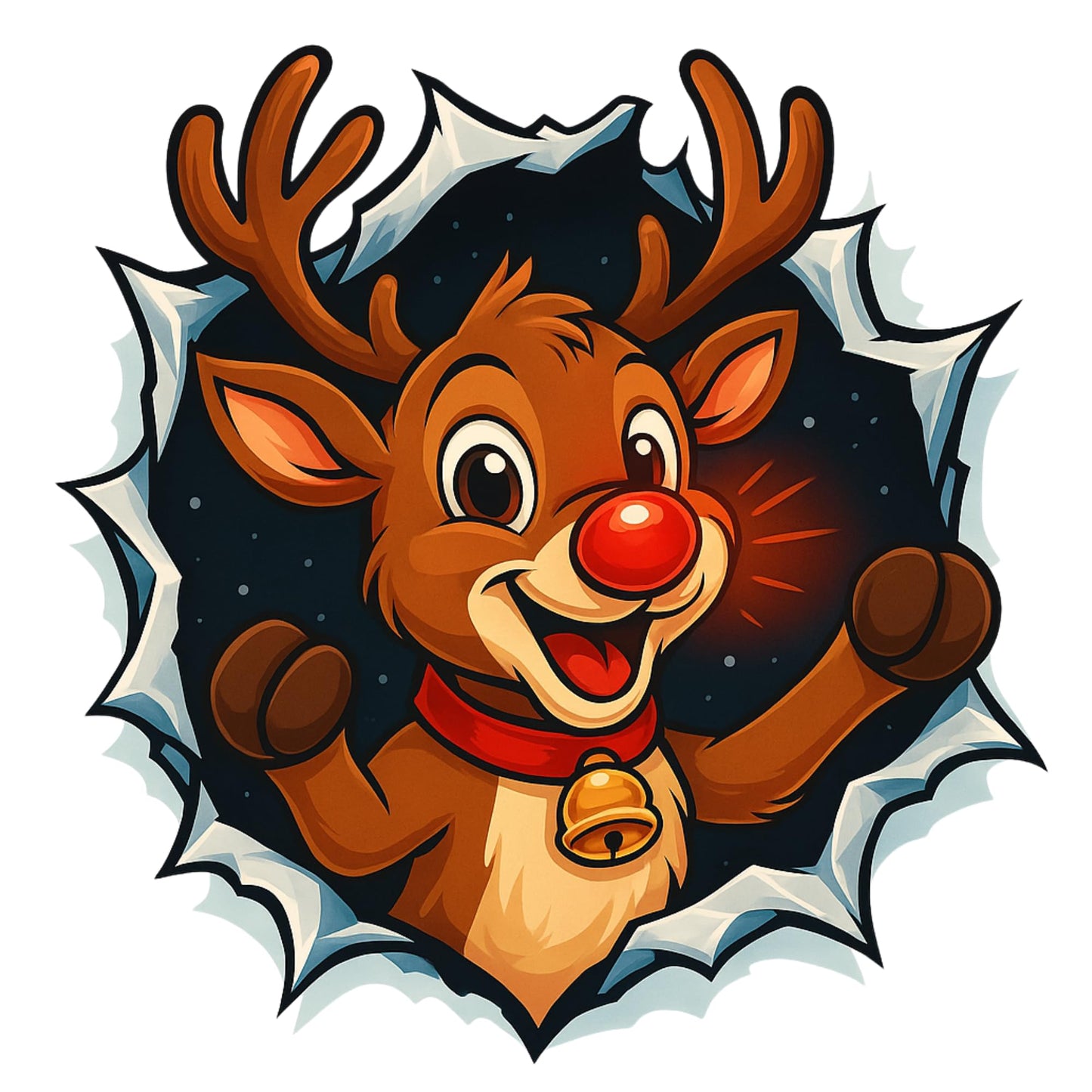 Holiday Spirit 20 x 20 Inch Rudolph Wall Decal, Low Tack Vinyl, Christmas Home Decoration for Kids Room, Living Room, Seasonal Decor