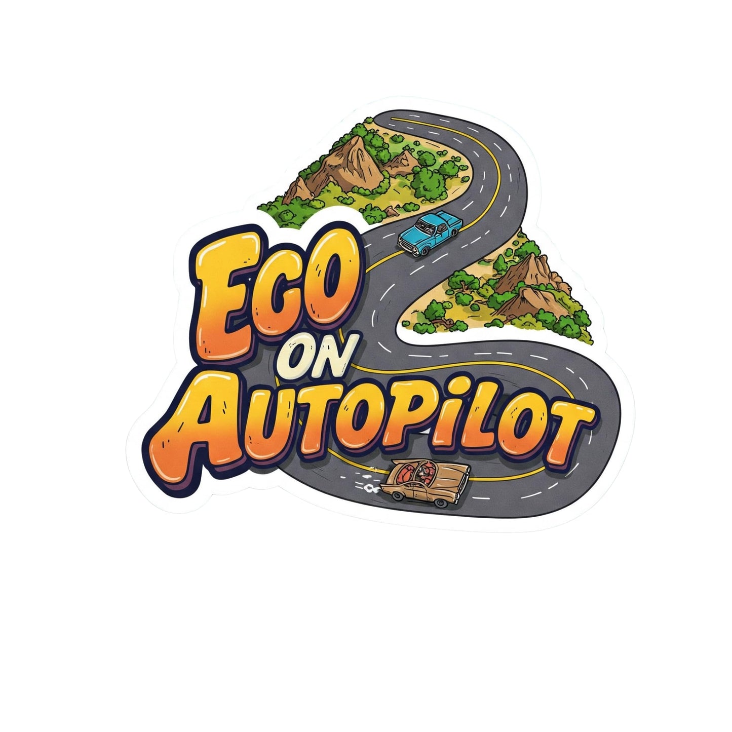 Ego On Autopilot Sticker – Snarky Anti-Tesla Window Decal 5-Inch Tall Vinyl Sticker for Cars, Laptops, Tumblers & More!