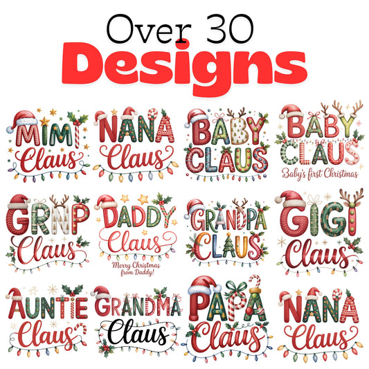 Christmas Family Name Decals, Personalized Holiday Gift Tag Stickers, Vinyl Santa Claus Design, 6-Pack Custom Labels, 2-5 Inch Size, Festive Winter Theme