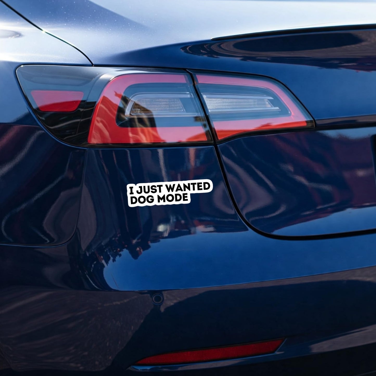 I Just Wanted Dog Mode Tesla Vinyl Sticker, 5.5 x 1.5 inches, Glossy Black. Perfect for Laptops, Tumblers and More!