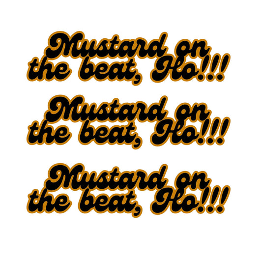 Mustard on The Beat Musical Vinyl Sticker, 3 Inch, Yellow and Black, 3-Pack