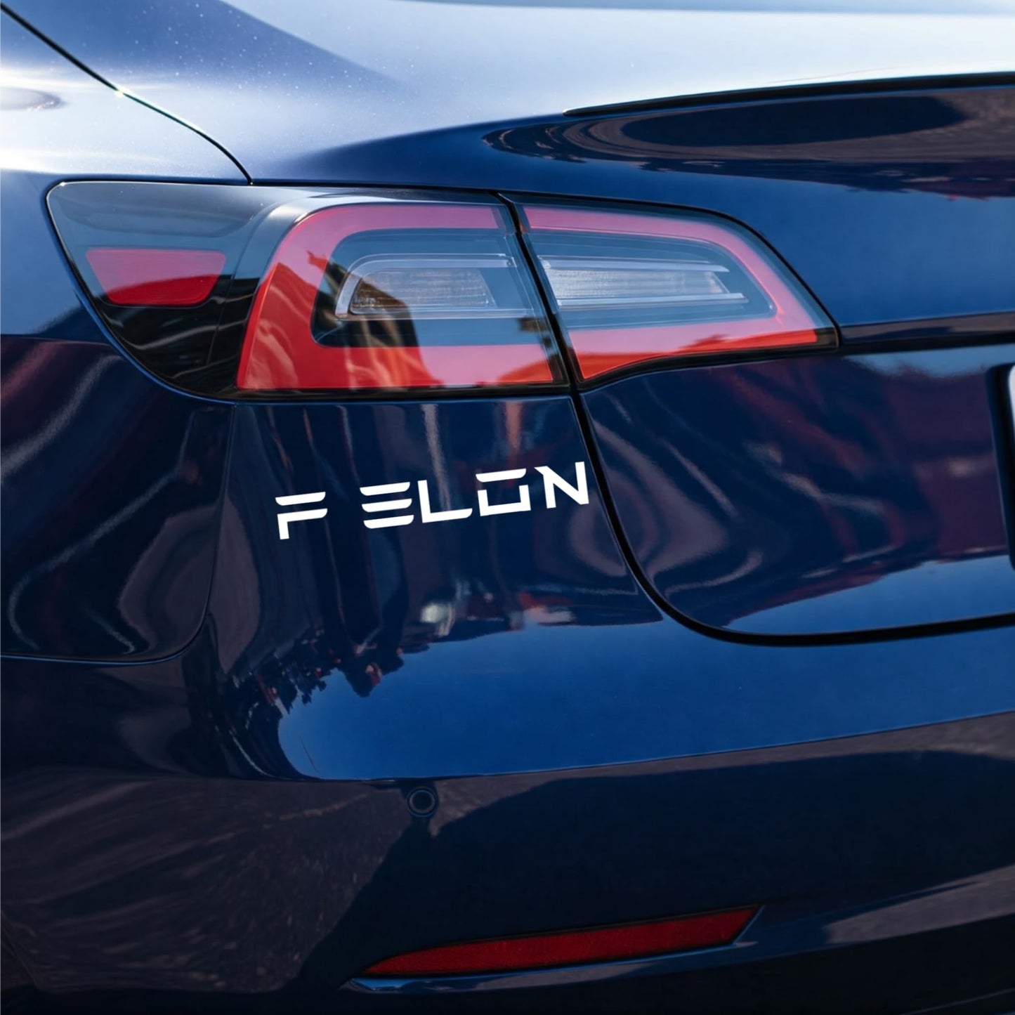 Funny Anti Elon Vinyl Decal | F Elon White Car Decal Sticker| Decal for Tesla Drivers Weatherproof Bumper Sticker
