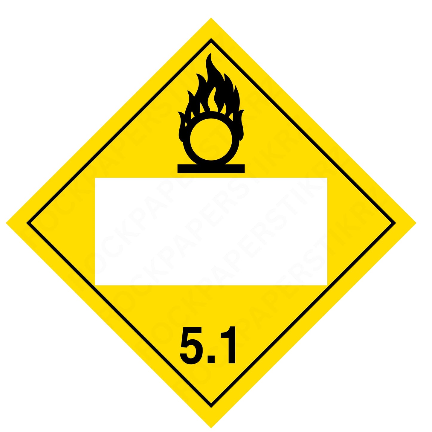 Oxidizer Class 5.1 Placard (Blank Panel) – 10.75” Hazard Warning Label – Yellow Diamond Safety Sticker for Transport & Warehouse Use – Industrial Grade Cast Vinyl with UV laminate