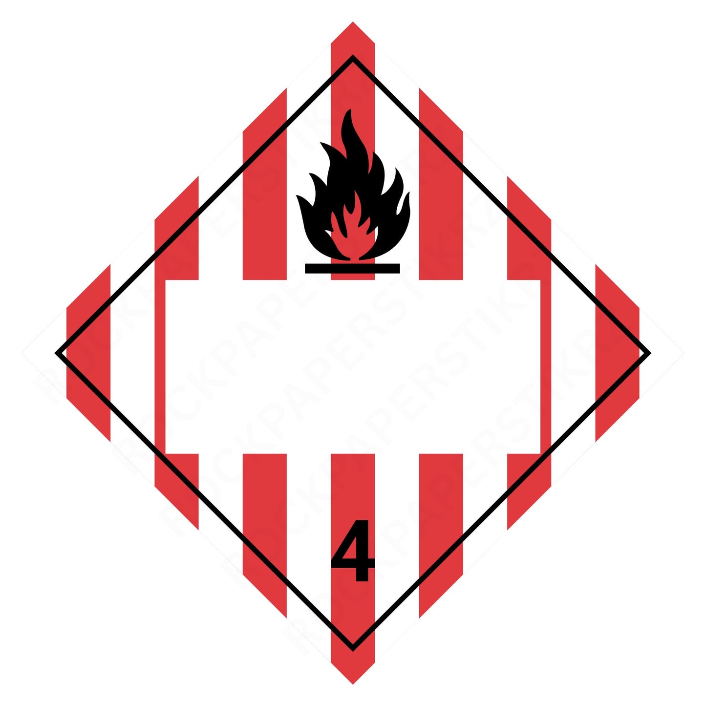 Flammable Solid Class 4 Placard (Blank Panel) – 10.75” Hazard Warning Label – Red and White Striped Diamond Safety Sticker for Transport & Warehouse Use – Industrial Grade Cast Vinyl with UV Overlaminate