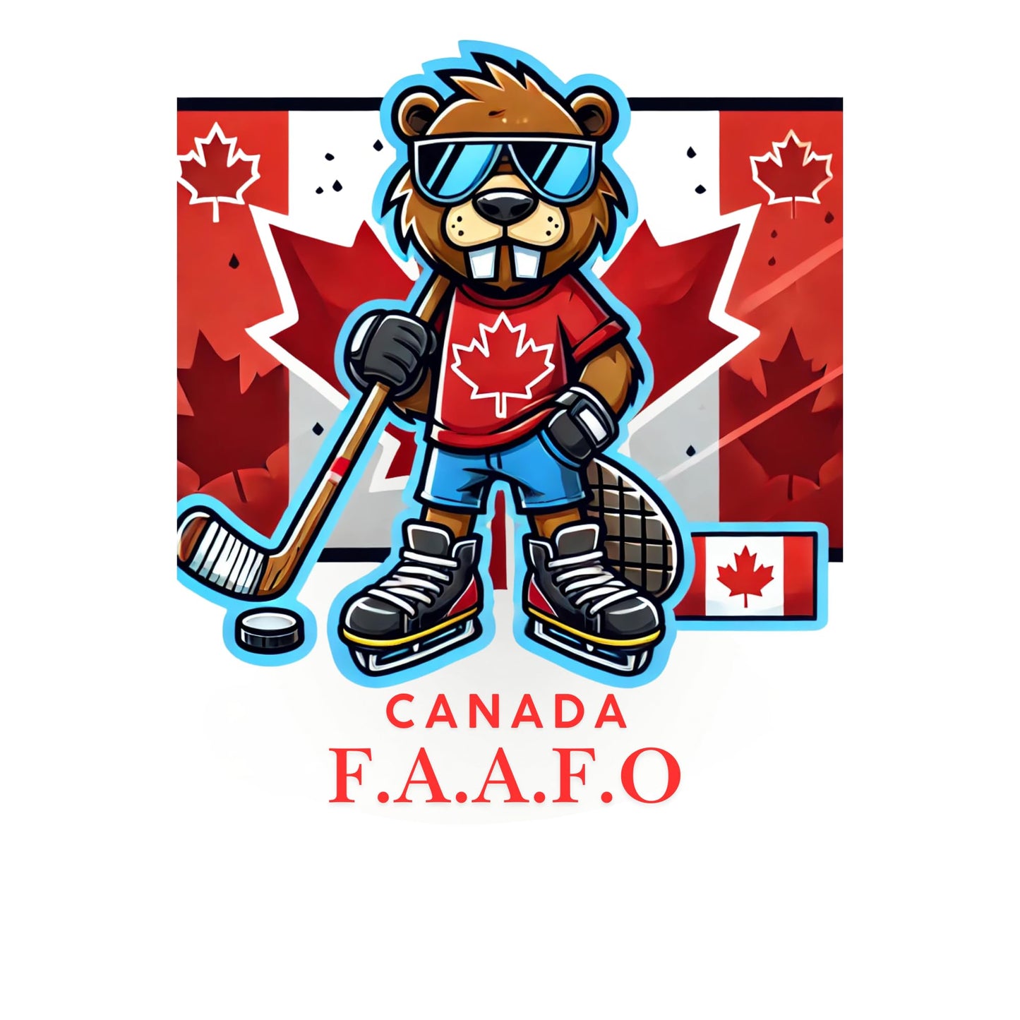 Canadian F.A.A.F.O Beaver Hockey Player Vinyl Sticker, Cartoon Design for Laptops and Water Bottles by PaperRockStikrz