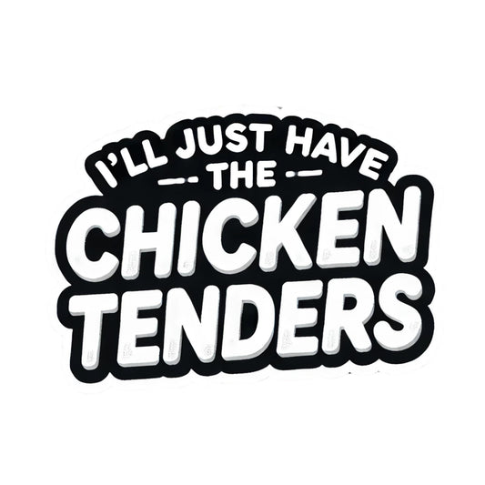 Funny Chicken Tenders Vinyl Sticker, 3 x 2 inches, Black and White