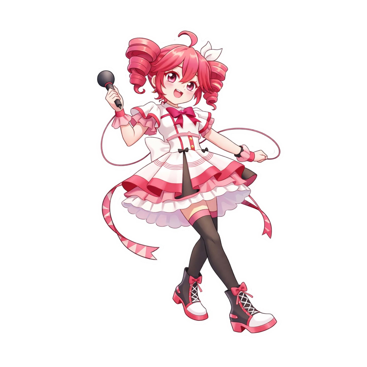 Cute Style Idol Stickers, 3 Pack, 3 Inch Vinyl Decals, Original Fan Art Kasane Teto Stickers for Laptop, Water Bottle, Phone Case