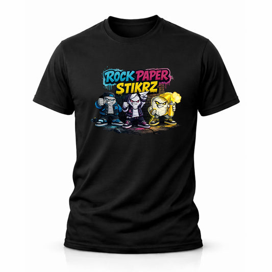 RockPaperStikrz Official Mascot Streetwear T Shirt Heavyweight Cotton Graphic Tee Urban Cartoon Print