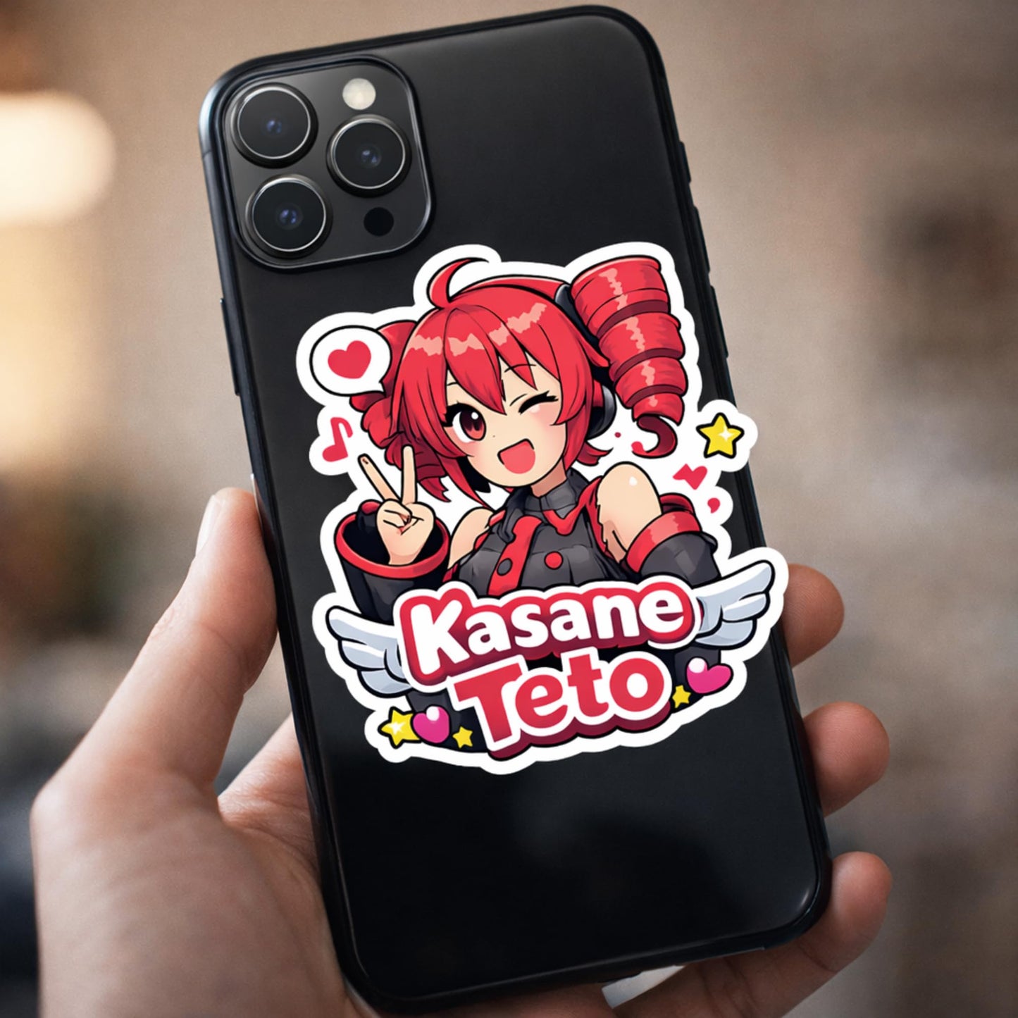 Kasane Teto Stickers 3 Inch 3 Pack Cute Anime Character Vinyl Decals - Perfect for Cell Phones