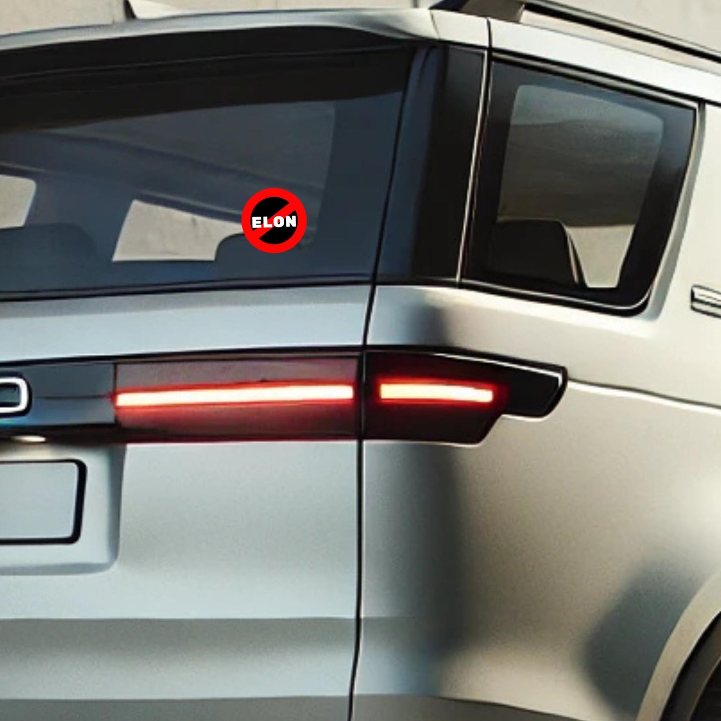 Anti Elon NO Elon Musk 4 inch Round Vinyl Sticker for Tesla Owners, Bumper Sticker, Laptops, Phone Cases, Tumblers and More