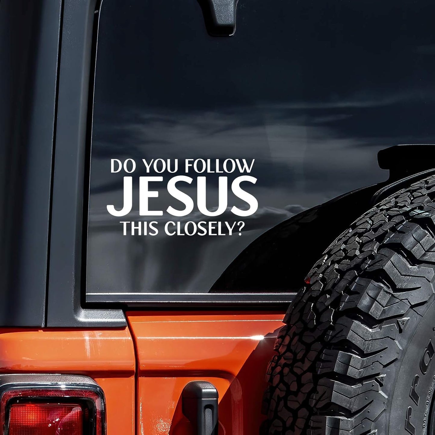 Do You Follow Jesus This Closely Vinyl Decal Sticker, White, Religious Christian Car Laptop Window Decor, 5.5 x 2.8 Inch