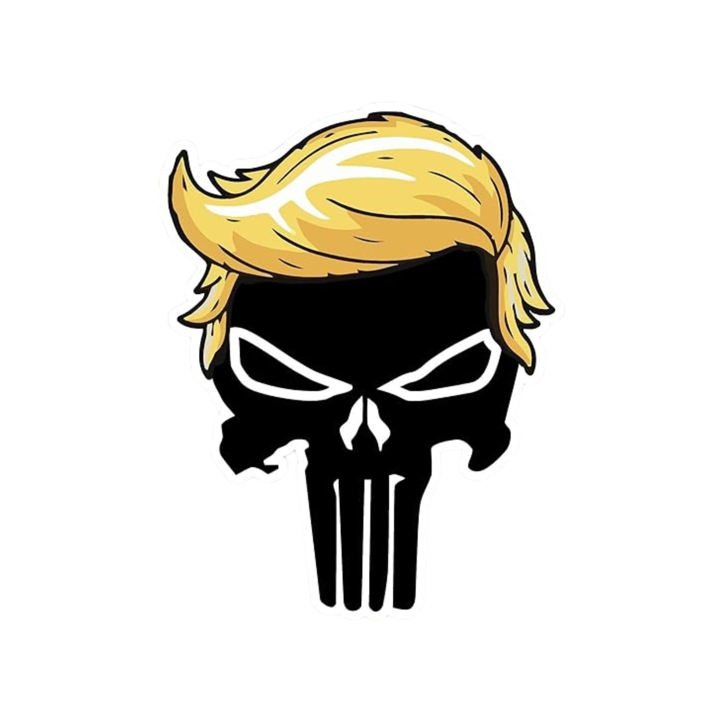 Punisher Skull Vinyl Sticker with Blonde Hair Design, Political Decal