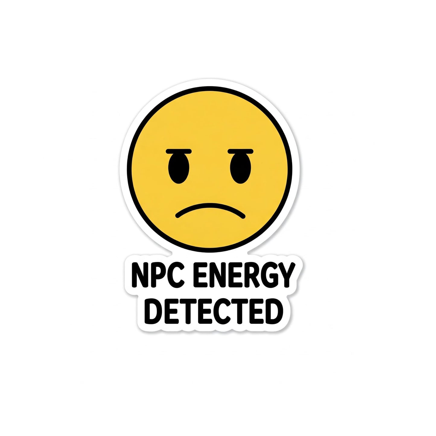 NPC Energy Detected Vinyl Sticker, 3 inch, Waterproof Gaming Meme Design, Yellow and Black