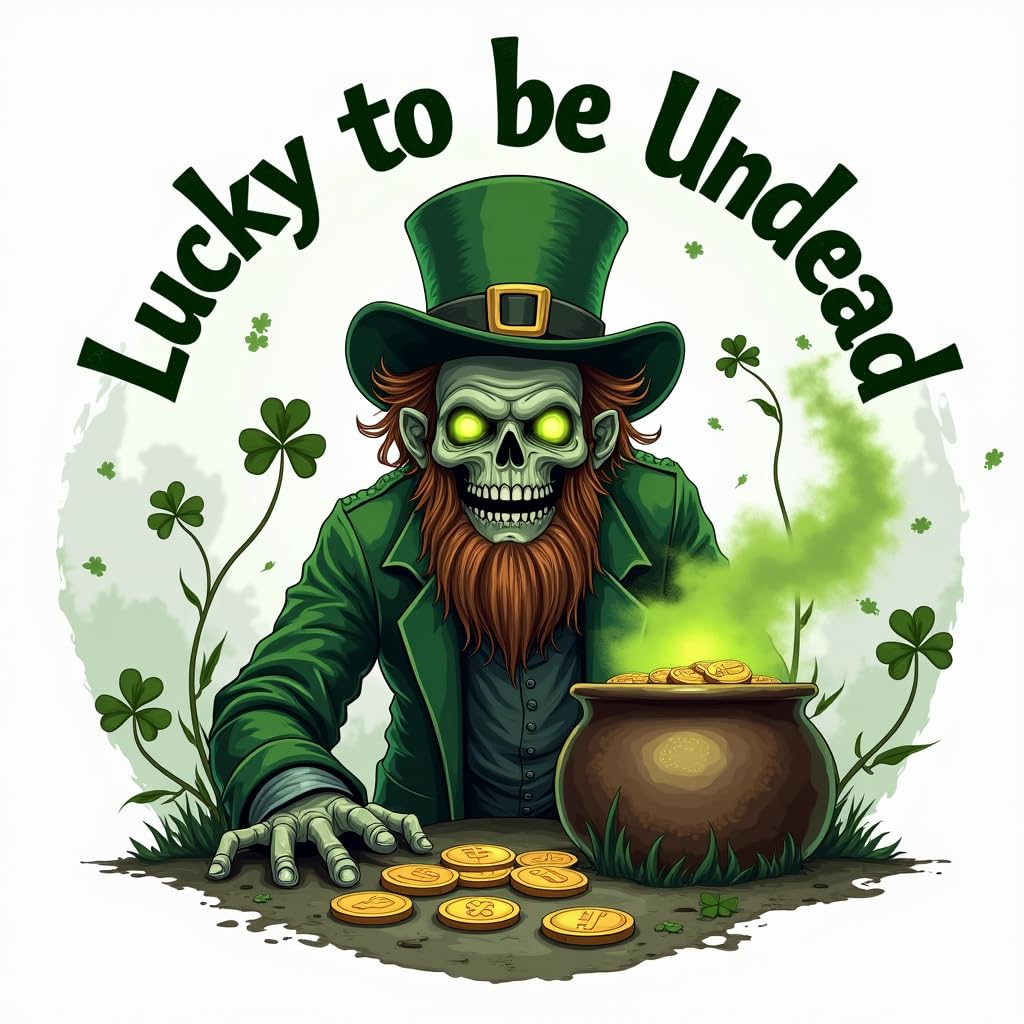 St. Patrick's Day Zombie Sticker, Lucky to be Undead Sticker (3 inch)