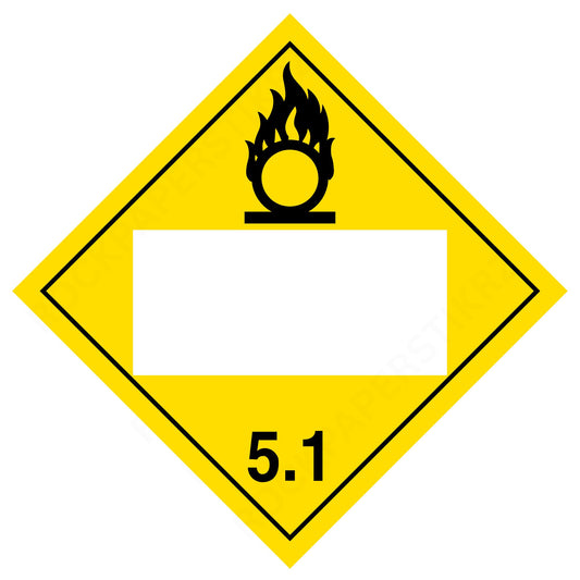 Oxidizer Class 5.1 Placard (Blank Panel) – 10.75” Hazard Warning Label – Yellow Diamond Safety Sticker for Transport & Warehouse Use – Industrial Grade Cast Vinyl with UV laminate