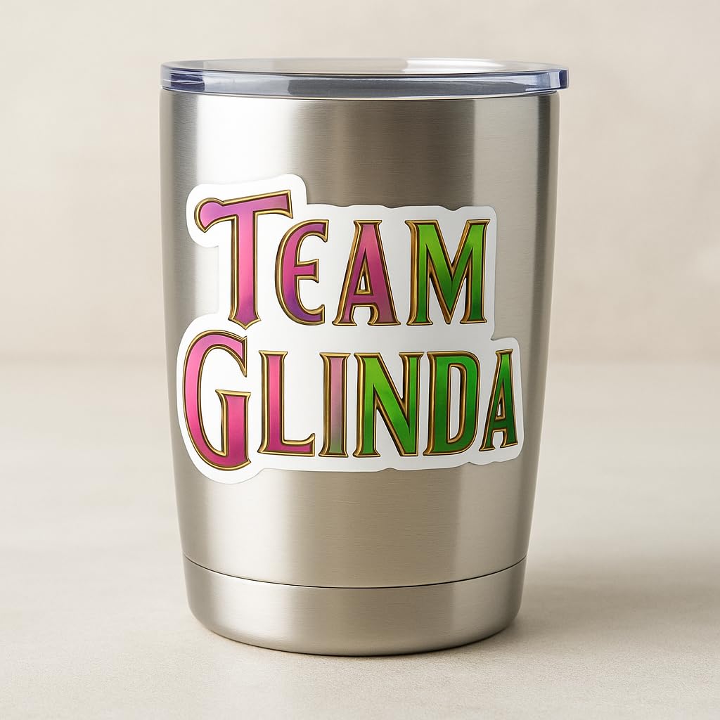 Team Glinda Sticker, 5 Inch Vinyl Decal, Pink and Green, Broadway Musical Design for Laptops and Tumblers