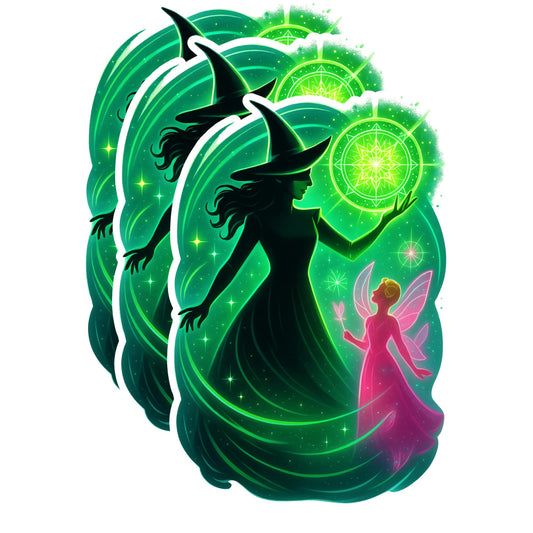 3 Pack Magic Witch & Fairy Stickers – 3 Inch UV Resistant Vinyl Decals for Laptops, Water Bottles, Journals, Tablets, Car Windows