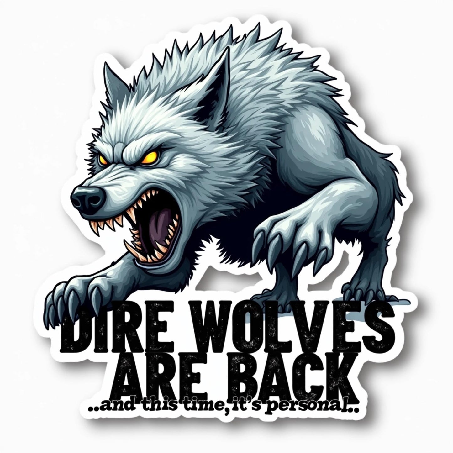 Dire Wolves are Back – 3 Pack of Ferocious 3-Inch Stickers | Snarling Wolf Vinyl Stickers for Laptops, Water Bottles, Notebooks, and More