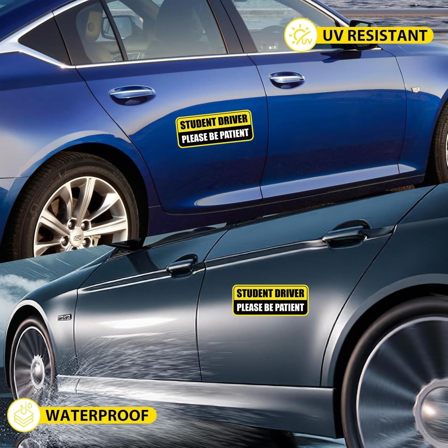 3 Pack Student Driver Magnet Signs – Commercial Grade Magnetic Vinyl | 7-Year UV Fade-Proof, High Visibility Safety Decals, 85 lb of magnetic grip per square foot (9 x 3.5) Inch