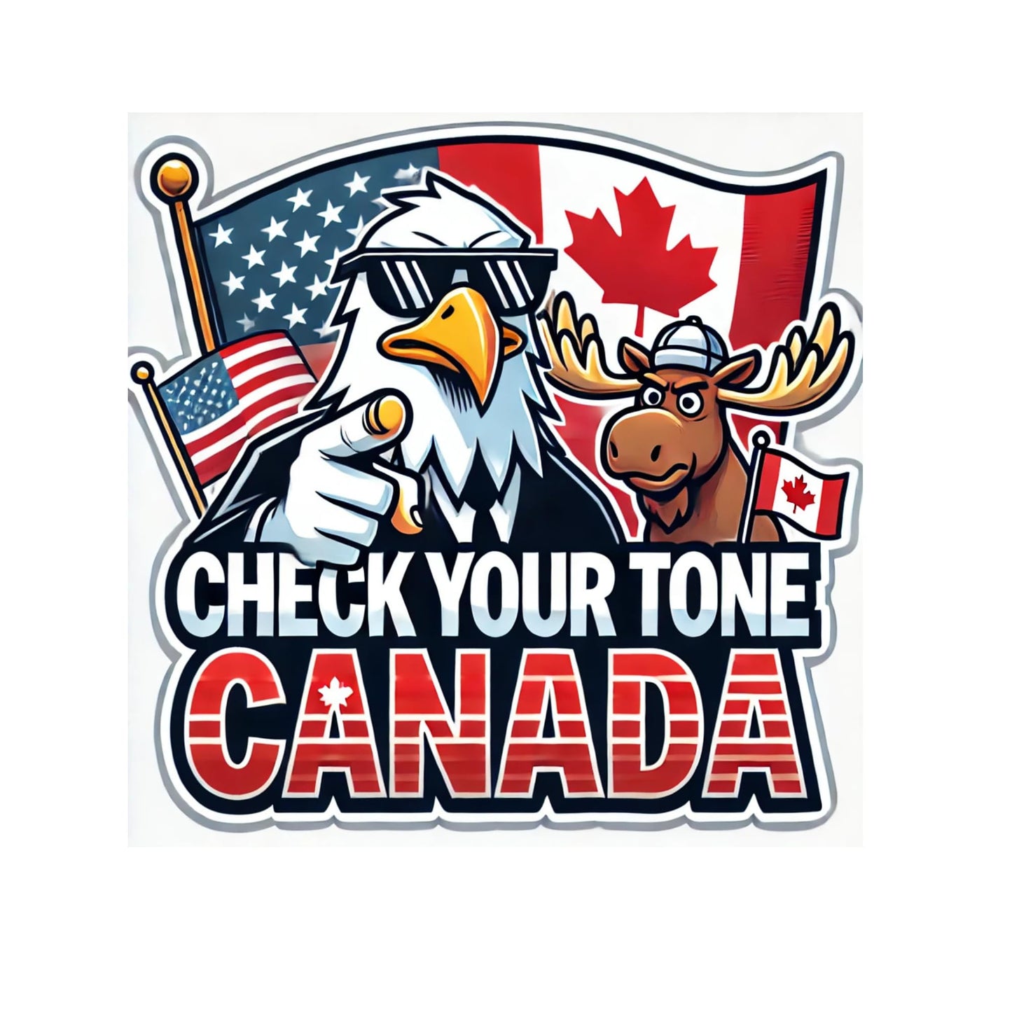 Check Your Tone Canada Vinyl Sticker, Patriotic USA-Canada Design, Waterproof, Durable by RockPaperStikrz