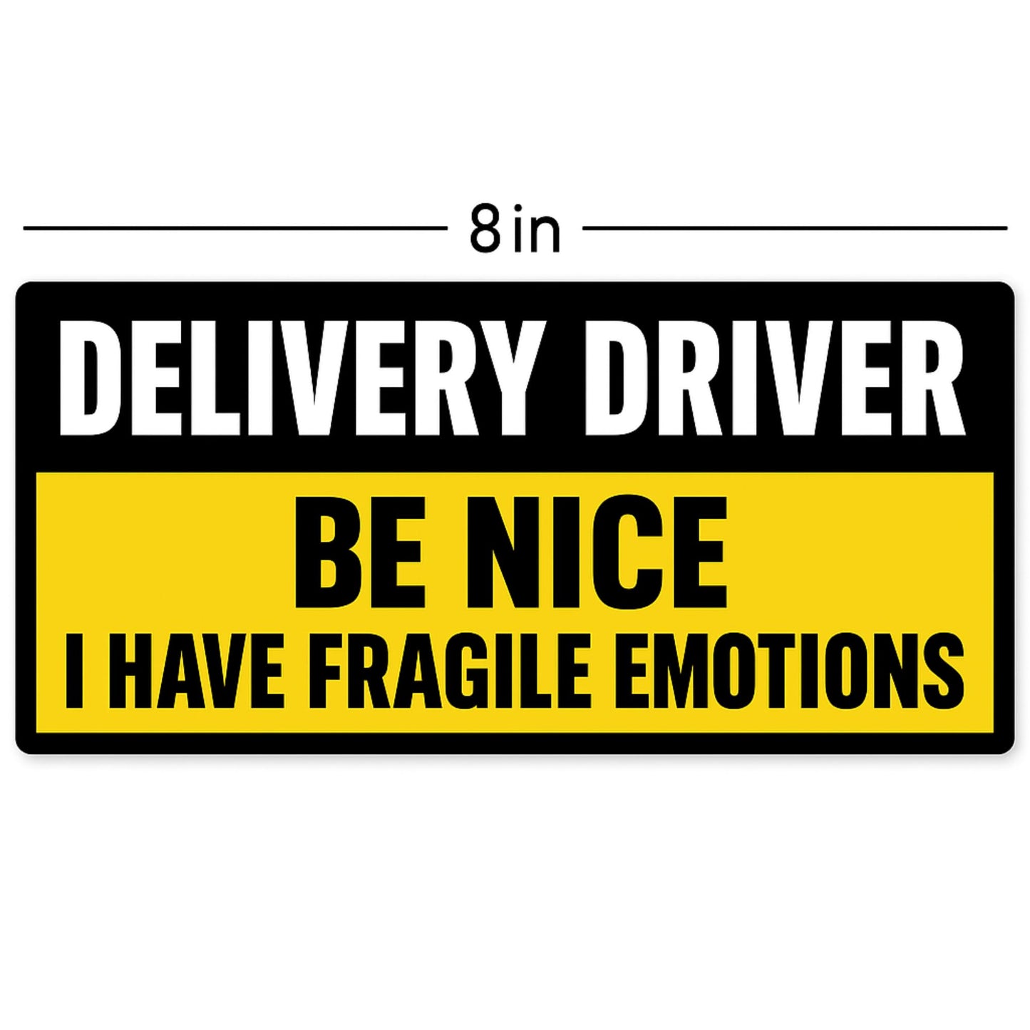 Delivery Driver Car Magnet Sign (2-Pack), 8 Inch, Black and Yellow, Strong Heavy-Duty 30-Mil Vinyl, Weather-Resistant, Funny Message for Food Delivery Services