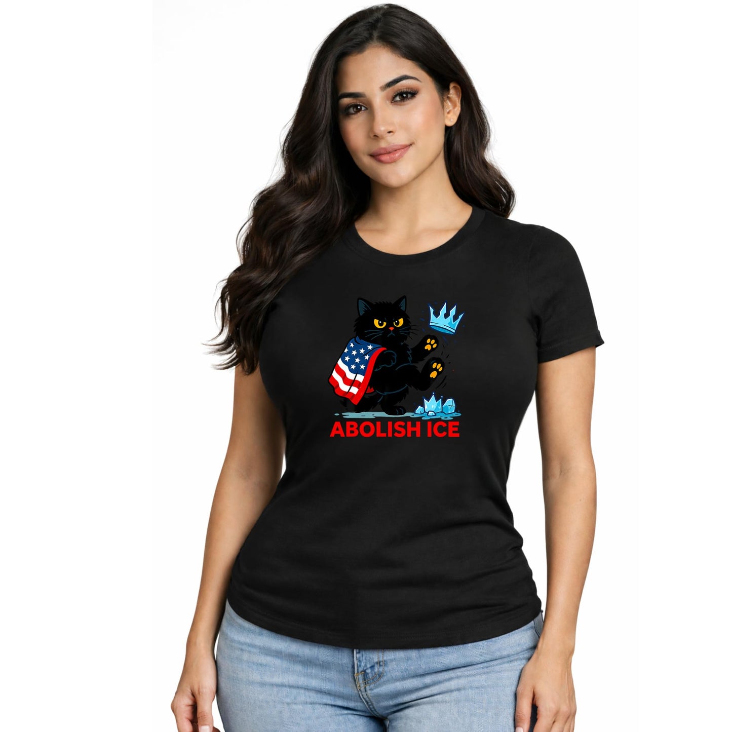Anti ICE Shirt Abolish ICE Cat Graphic Tee Protest Streetwear Political Statement Shirt for Men or Women White