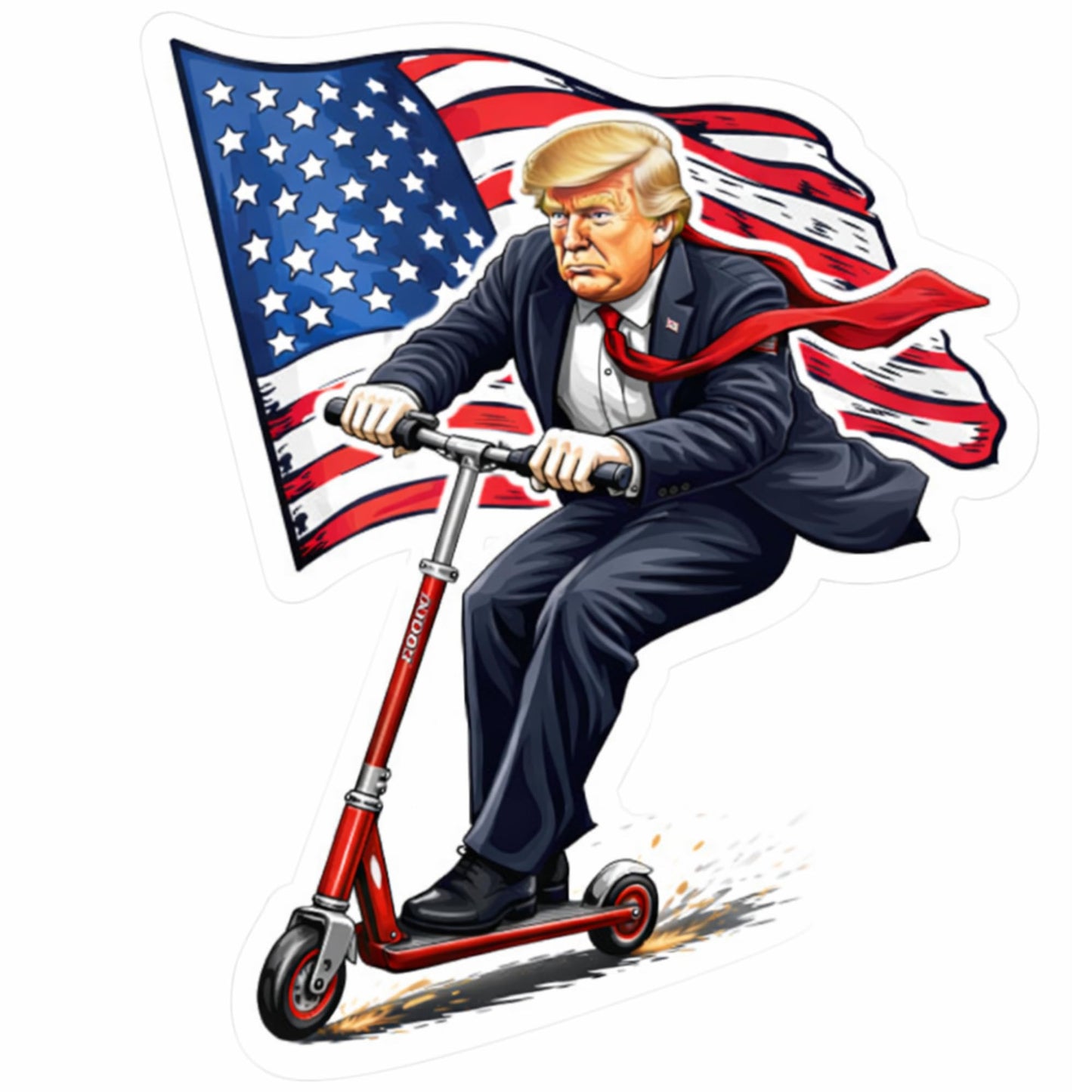 Patriotic Scooter Rider Vinyl Stickers 3 Inch Waterproof Die Cut Decals 3 Pack American Flag Scooter Art