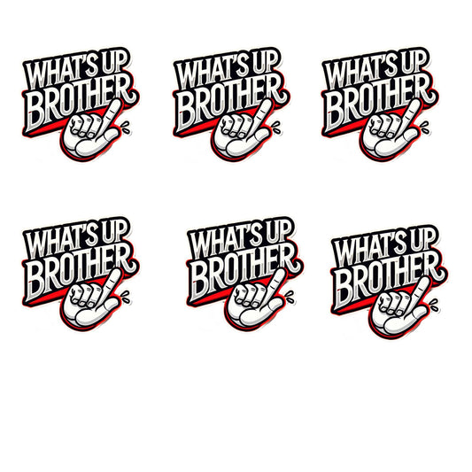 What's Up Brother Vinyl Sticker, Cartoon Hand Design, Transparent Sticker for Laptop, Water Bottle Etc by RockPaperStikrz