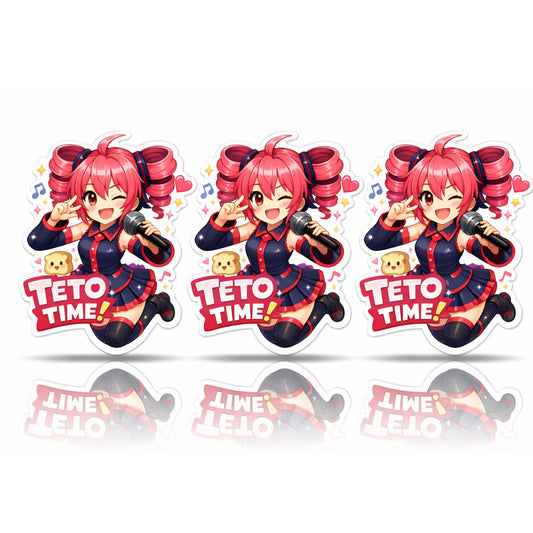 Kasane Teto Stickers 3 Inch 3 Pack Cute Anime Idol Vinyl Decals for Laptop Phone Car
