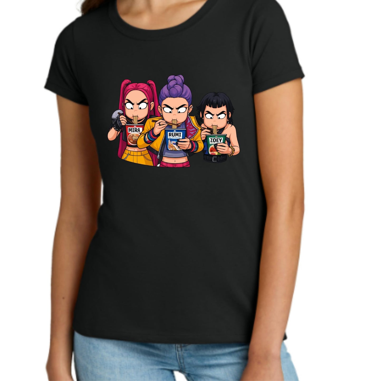 Anime Ramen Girls T Shirt Funny Anime Shirt Japanese Noodle Lover Graphic Tee Men Women Black