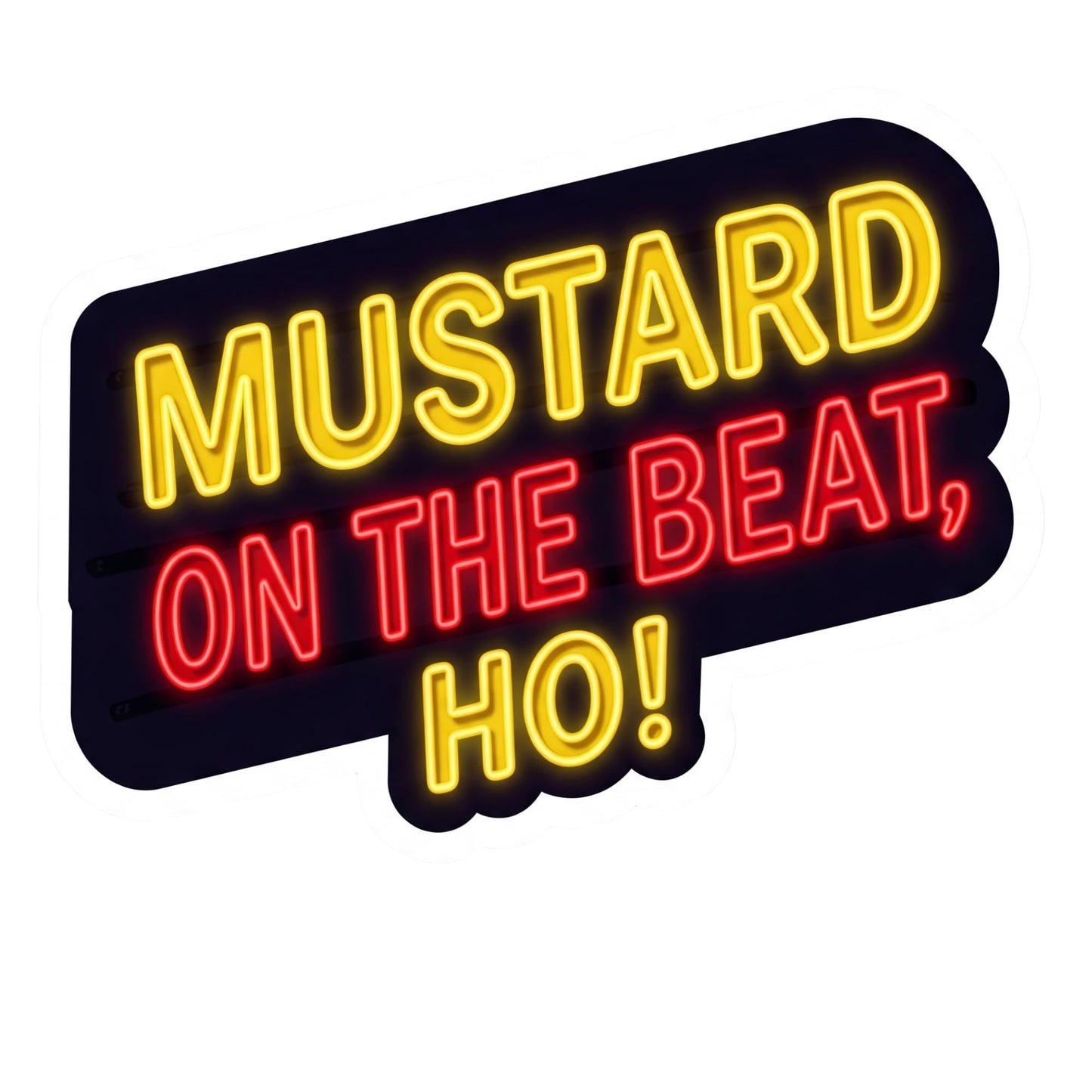 Mustard on The Beat, Ho! Vinyl Sticker | Neon Sign Design | 2" x 3"