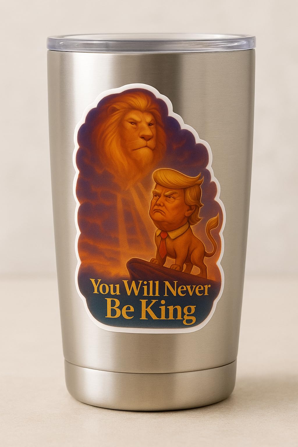 Political Parody Vinyl Sticker, Lion King Theme, 5-Inch Gloss Finish Decal for Laptops, Cars, Tumblers