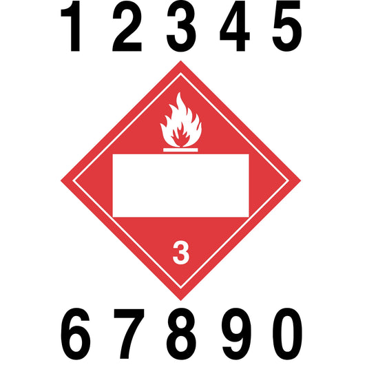 DOT Class 3 Flammable Placard with 4” Number Kit – 10.75” Blank Hazard Diamond with Full Removable UN Number Set – Industrial Grade Vinyl with UV Laminate for Trucks, Tankers & Trailers
