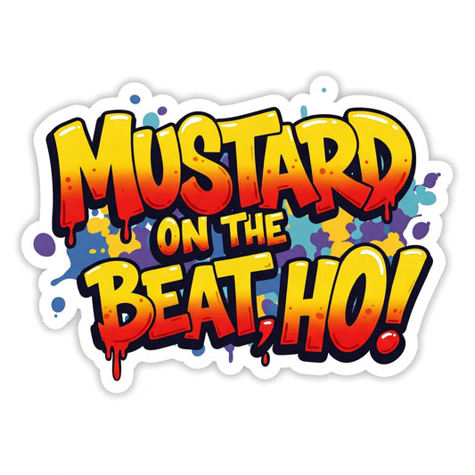 Mustard on The Beat Vinyl Sticker, 3x4 inches, Funny Cartoon Design