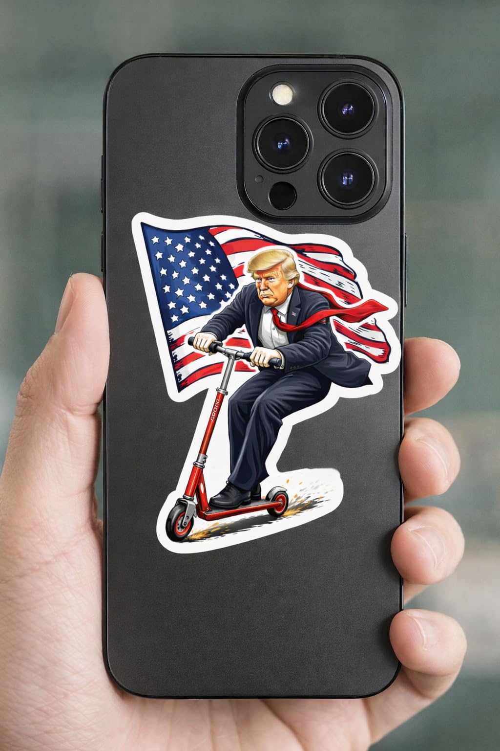 Patriotic Scooter Rider Vinyl Stickers 3 Inch Waterproof Die Cut Decals 3 Pack American Flag Scooter Art
