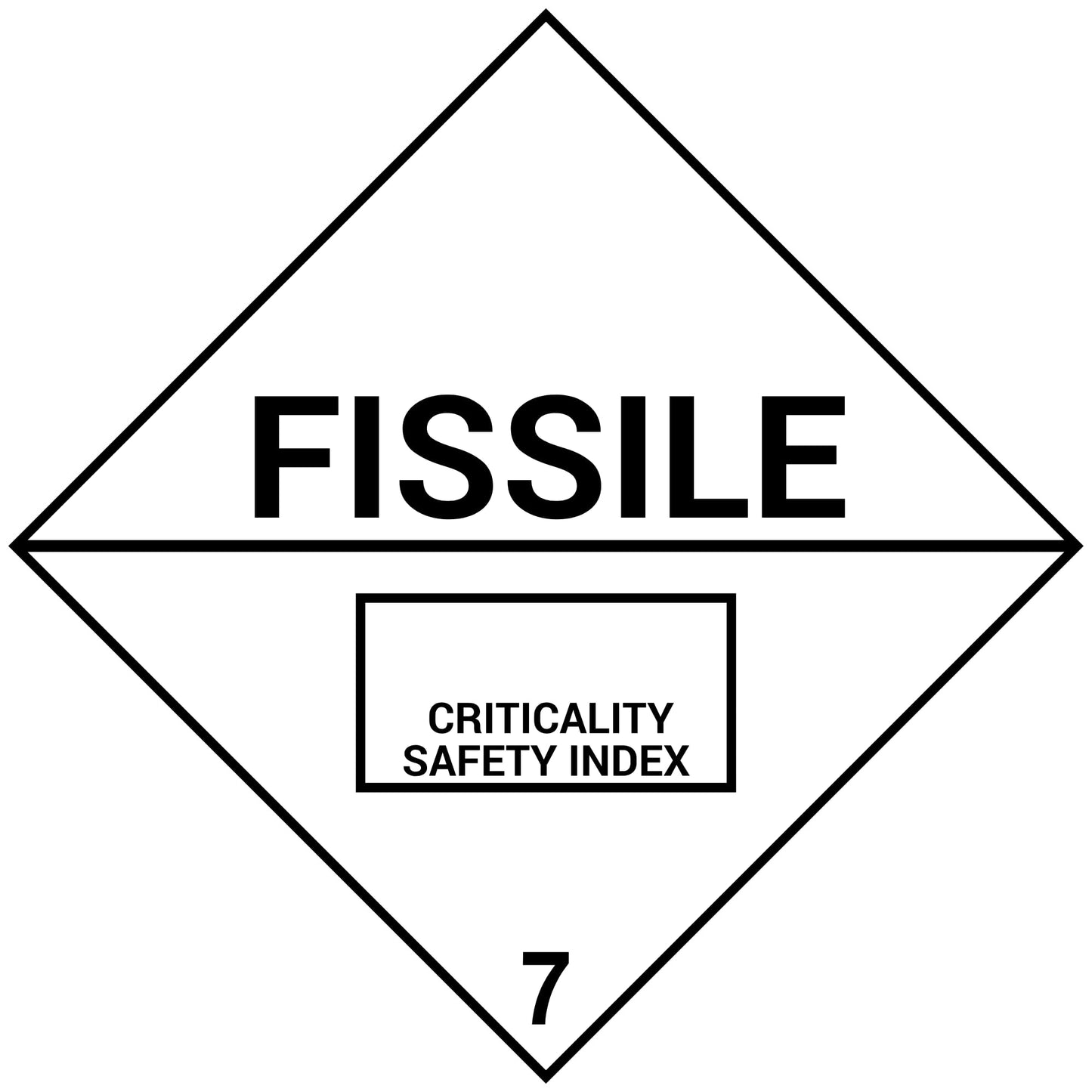 Fissile Class 7 Placard – 10.75” Hazard Warning Label – Criticality Safety Index Diamond Sticker for Transport & Nuclear Material Handling – Industrial Grade Cast Vinyl with UV Laminate